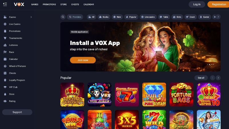 Vox Casino screenshot platformy
